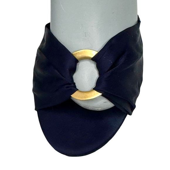 ALEXANDRE BIRMAN Alessa 60 Suede Ankle Wrap Block Sandals Navy Petrol with Gold - Picture 7 of 16